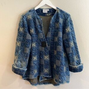 Parsley & Sage Jacket S Blue Quilted Art to Wear Boho Lagenlook Textured Artsy